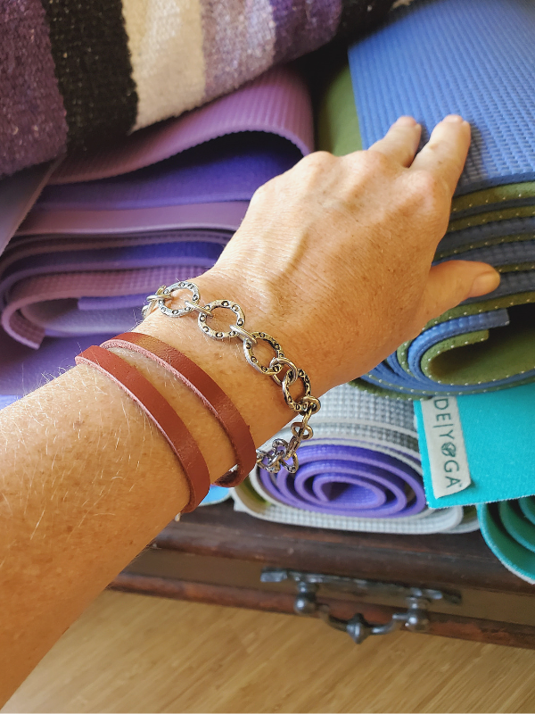 leather and chain bracelets for yoga